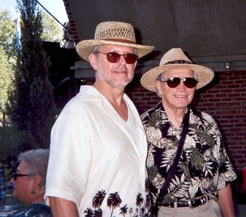 Craig and Bob Seeley backstage, 2005 Cincinnati Blues Fest; Ann Rabson on the left
