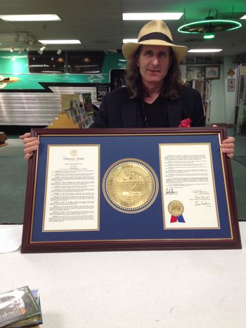 George Hamilton V with the Proclamation from the State Senate of Tennessee
