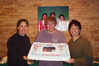 Pete, Mack and Chris - cake and poster with earlier photo.
