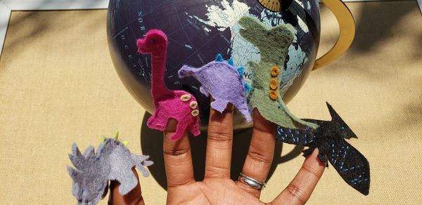 5 Lil' Dinos - Handmade Finger Puppets