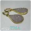 18K Gold Plated White Druzy Weights with 8g brass coils. (Pair)
