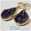 18K Gold Plated Amethyst Druzy Weights with 8g Brass Coils (Pair)