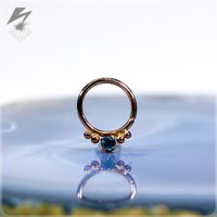 18g. 5/16" 4 Bead 14k Rose Gold Ring w/ Paraiba Topaz