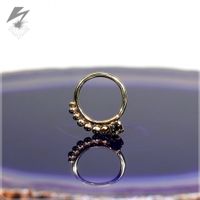 18g. 3/8" 7 Bead 14k Yellow Gold Ring with Smokey Quartz