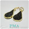 18K Gold Plated Black Agate Druzy Weights with 8g brass coils. (Pair)