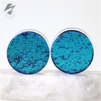 3/4" Fused Dichroic Plugs Ltd Blue/ Red Gold (Pair)