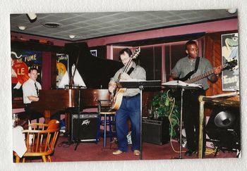 I'm in the middle of the Kevin Zone here. Kevin Hart, piano; me, guitar; Kevin Ellis, bass; unknown drummer.
