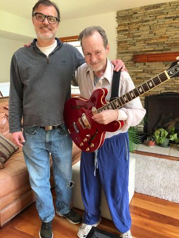 Me and my friend Bret Miller, taken by his wife Lisa. An afternoon of musicmaking .
