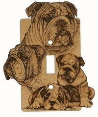 Switch Plate 3 with pups - Bulldog