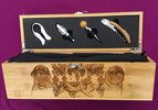 Laser Engraved Bamboo Wine Box with toolls-Newf