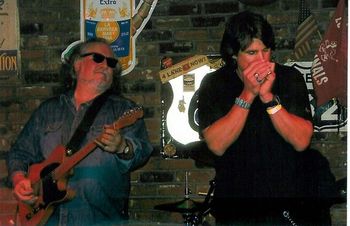 On stage with Bob Margolin at the Rum Boogie on Beale Street in Memphis
