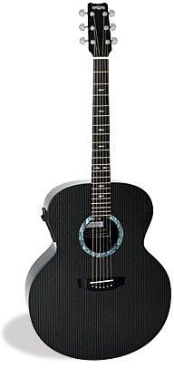 When an acoustic guitar sound is called for, but heat, cold, or humidity extremes make it imprudent to bring out a traditional wood instrument, Jeff selects a JM1000 by RainSong. It is made of carbon fiber,and features mother-of-pearl shark inlays on the neck, and an abalone rosette around the fingerboard. Borrowed from the Rainsong website: "How do you describe RainSong's JM? Three words: loud, loud, and loud. And if that's not enough, it's also loud. This is the largest body RainSong builds. The sheer size, combined with the attributes of Projection Tuned Layering™ make the JM one of the loudest acoustic guitars on the planet. This guitar is loud. We had to say it again. But the JM is not just about power. The narrow waist and some layering refinements specific to the Jumbo soundboard give the JM some real fingerstyle grace. The guitar is strong, but impeccably balanced, with bass, mids and trebles distinct, clear and, dare we say it again, loud." No body braces, no soundboard braces, no truss rod....this thing is ready to launch into space and survive re-entry into the atmosphere! It does come with electronics (RainSong Element On-Board System by L.R. Baggs) - you can hear it at a E14 gig soon!

