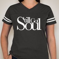 Ladies V-Neck Varsity Tee - Vintage Smoke