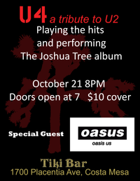U4, a tribute to U2 Live at the Tiki Bar with special guest Oasus - oasis us