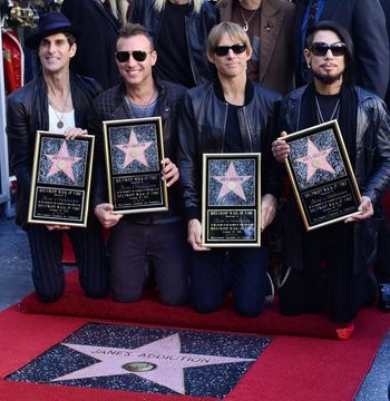 Jane's Addiction: Perry Farrell, Dave Navarro, Stephen Perkins and Chris Chaney on October 31, 2013 at the Jane's Addiction Star Ceremony on the Walk of Fame in Hollywood, California.
