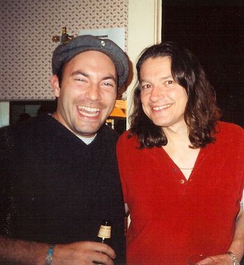 Heath De Fount-Haberlin and Robben Ford backstage at the Fillmore in San Francisco, California.
