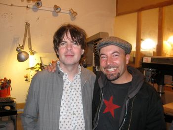 Producer Jon Brion (Elliott Smith, Fiona Apple, Kanye West) and Heath De Fount-Haberlin at Real Guitars in San Francisco, California.
