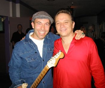 Heath De Fount-Haberlin and Jimmie Vaughan backstage at the Raven Theatre in Healdsberg, California.

