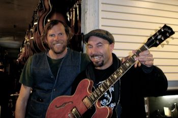 Tim Bluhm of the Mother Hips and Heath De Fount-Haberlin at Real Guitars in San Francisco, California.
