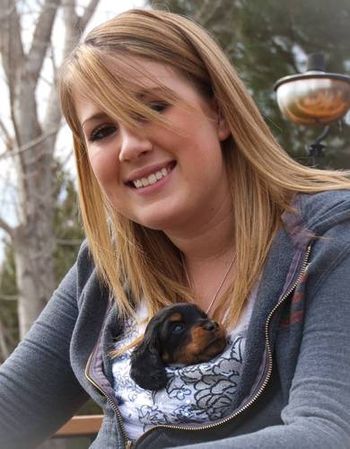 My daughter Samantha with Beanie - this was Beanie's first visit to the great outdoors!!
