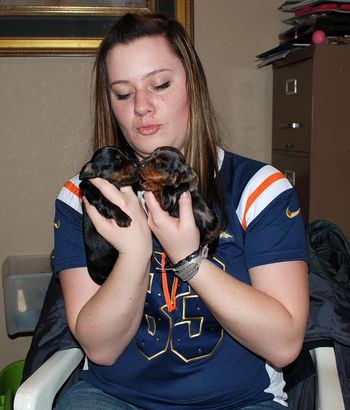 Shea came over to visit the puppies.  Here they are at 10 days old.
