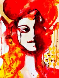 Red & Yellow Lady - Signed & Numbered Giclee on Canvas