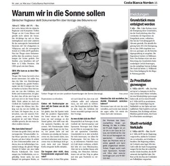 German newspaper "Deutche Nachrichten" about the sun-documentary. May 2014.
