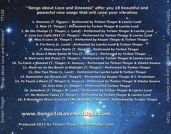Tray with the track listing for "Songs about Love and Oneness".
