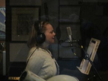 Gennievive Heineman recording vocals for Jim's CD
