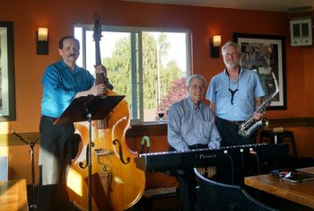 Bluesette’s Original Line up Charlie on upright, Gary on keys, Bruce on alto saxophone
