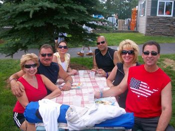 Relaxing with our wives after performing at the Memorial Day BBQ
