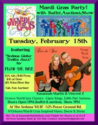 Mardi Gras Party (ADV. GEN.)- Feb. 18, 2020 - Jambalaya Buffet & Globe-Trottin' Jazz" with Flor de Bee 