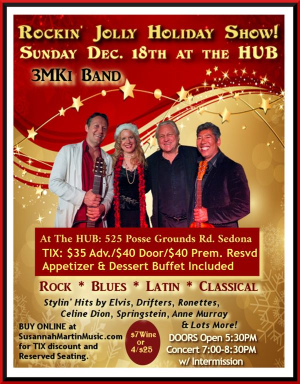 SOLD OUT! - TICKET (PREMIUM RESERVED) :  Sun.12/18/22 3MKi "Rockin' Jolly Holiday Show!"  at The Hub. DOORS OPEN/BUFFET 5:30PM,  SHOW RECEIPT  for Admission