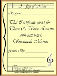GIFT CERTIFICATE - (3) Three Voice Lessons 
