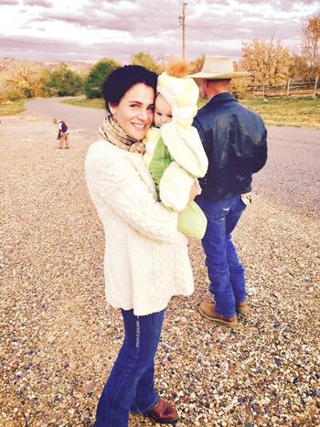 Trick-or-Treating with my corn on the cob grand-baby Kennedy.
