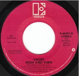 Label for "Now and Then", the B-side of "Too Late" the 1st US single release from the "Present Tense" LP in 1979 on Elektra Records.
