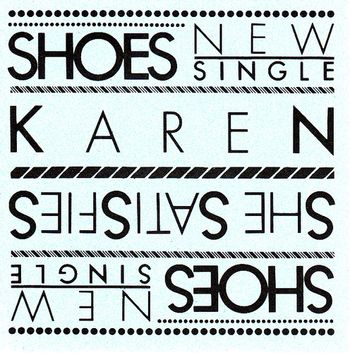 1981 postcard announcing the new, double A-side single; Karen and She Satisfies.
