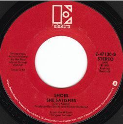 Label for "She Satisfies", the flip side of the 1981 Elektra US single of "Karen".
