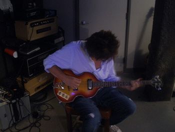John recording his bassline for "Maybe Now" 8/01/11.
