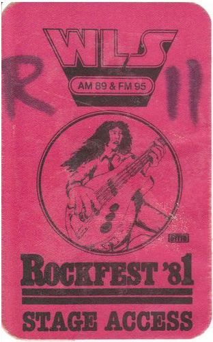 This stage pass from 1981 for Rockfest in Chicago, IL featured Shoes, The Go-Gos and Survivor at the old Chicago Stadium.
