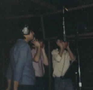 Gary, Jeff and John recording backing vocals during the Boomerang sessions at Chicago's CRC Recording Studios in early 1982.
