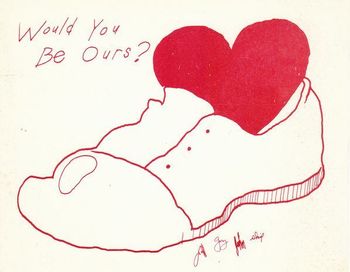 Valentine postcard designed by John and sent to members of Shoes Fan Club.
