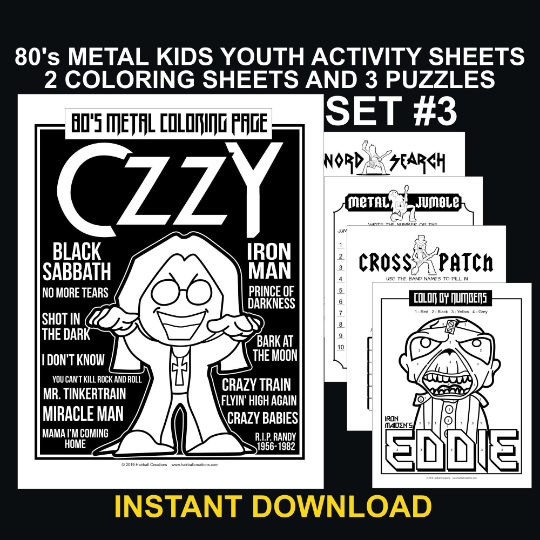 80's Metal Kids Activity Pages Set #3 - Hairball John