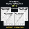 80's Metal Adult Word Search Set #2