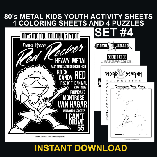 80's Metal Kids Activity Pages Set #3 - Hairball John