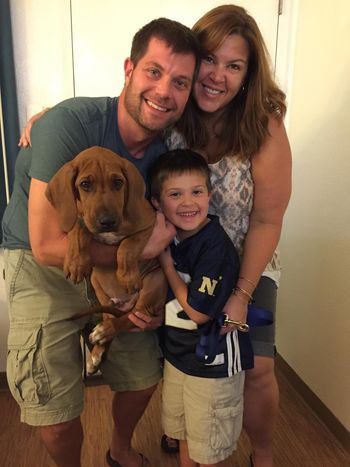 Chico (brown) with his new family
