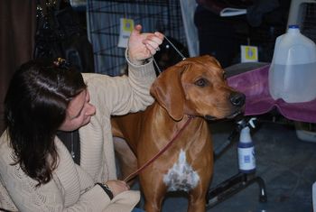 Bindi and her breeder, Liz Henriquez
