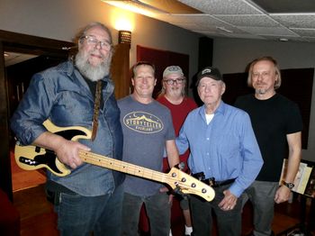 J.M. Van Eaton was the house drummer at Sun, playing on hits by Jerry Lee, Cash, and Orbison, among others. He stopped by Wishbone to visit for a couple of hours and kindly posed with Gary, Jason, keyboardist Jaimie Copeland, and Mark.
