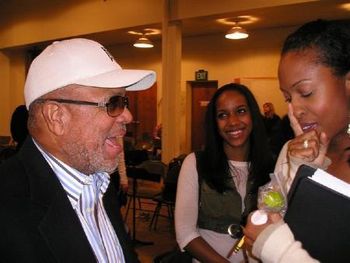 Berry Gordy giving Kia notes during Motown musical rehearsals
