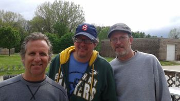 Meet the band - Chillin' with the trio after a rehearsal.  Yup, it's a beer garden...
